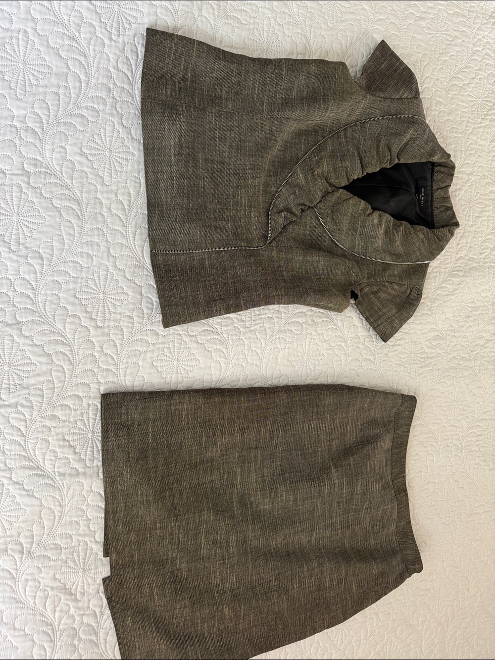 Nine West Brown Textured Pencil Skirt Set